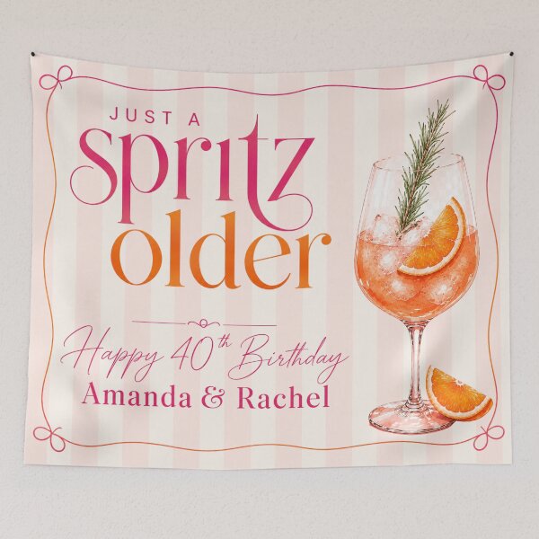 Item preview, Copy of CUSTOM 40th Birthday Tapestry 8 - just a spritz older designed and sold by taylorvinyls.