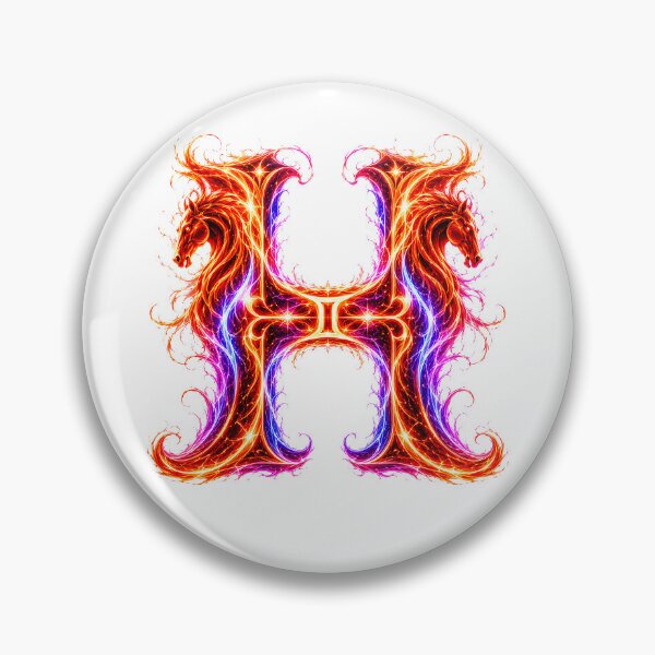 Item preview, Emberhoof Horse-Gemini Flame Letter H designed and sold by BlissBlvdShop.