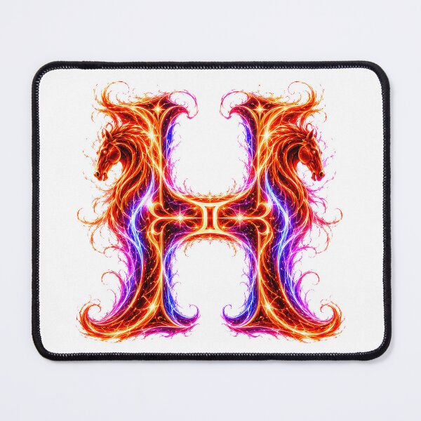 Item preview, Emberhoof Horse-Gemini Flame Letter H designed and sold by BlissBlvdShop.