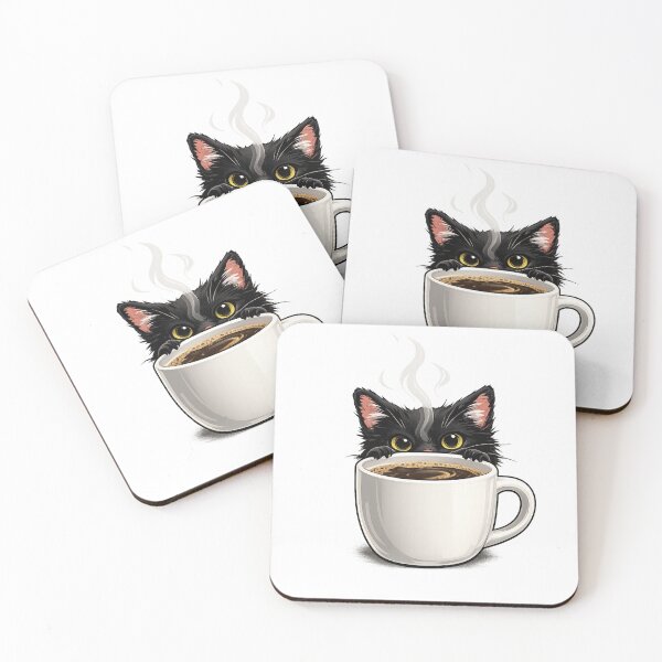 Item preview, Black Cat Behind Coffee Mug Sticker | Cute Cat Lover Gift designed and sold by Skedart.