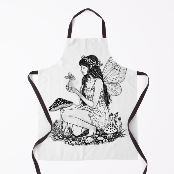 Item preview, Cottagecore Mushroom Fairy – Elegant Line Art designed and sold by 996Basch.