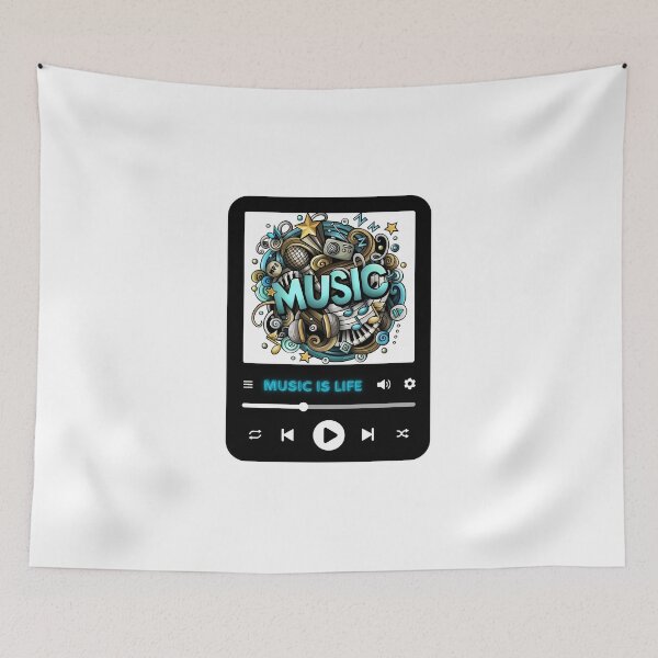 Item preview, Music Is Life - Aesthetic Retro Doodle Media Player Design designed and sold by Frafri92.