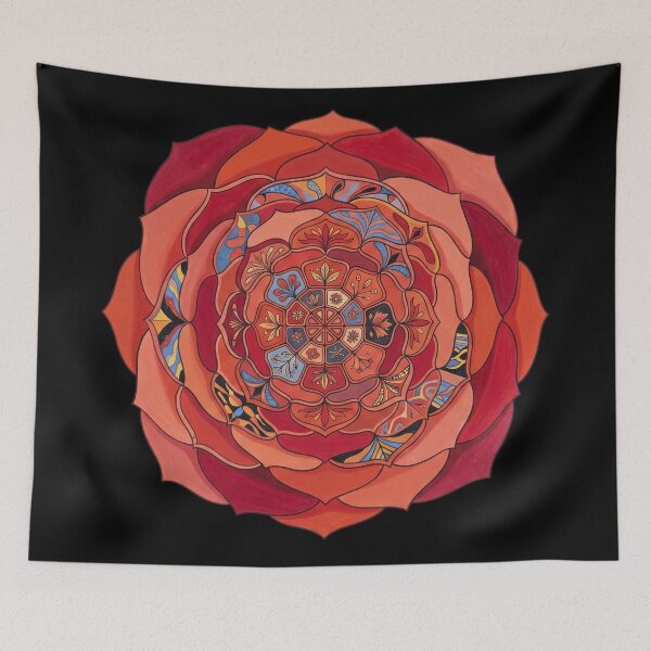 Item preview, Sovereign Crimson Floral Mandala Print designed and sold by FreiherrPK.