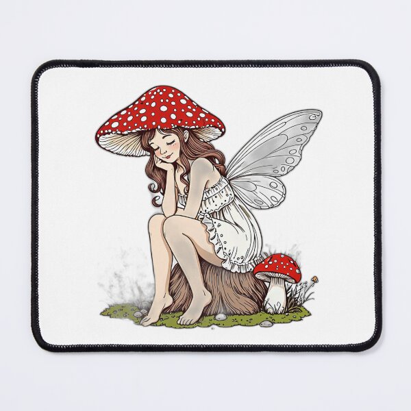 Item preview, Cottagecore Mushroom Fairy – Minimal Line Art designed and sold by 996Basch.