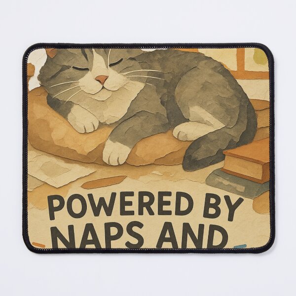 Item preview, Sleepy Cat Powered by Naps and Chaos Fun Design Cute Watercolor designed and sold by Cat-astrophes.
