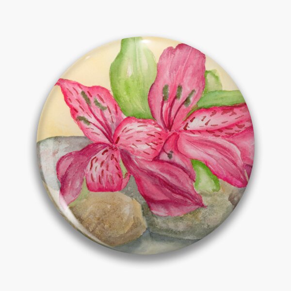 Item preview, Happy Belated Birthday Peruvian Lilies with River Rocks designed and sold by daphsam.