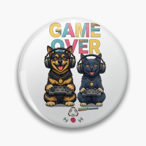 Item preview, Game Over – Cat & Dog Gaming Buddies designed and sold by m-yoga-store.