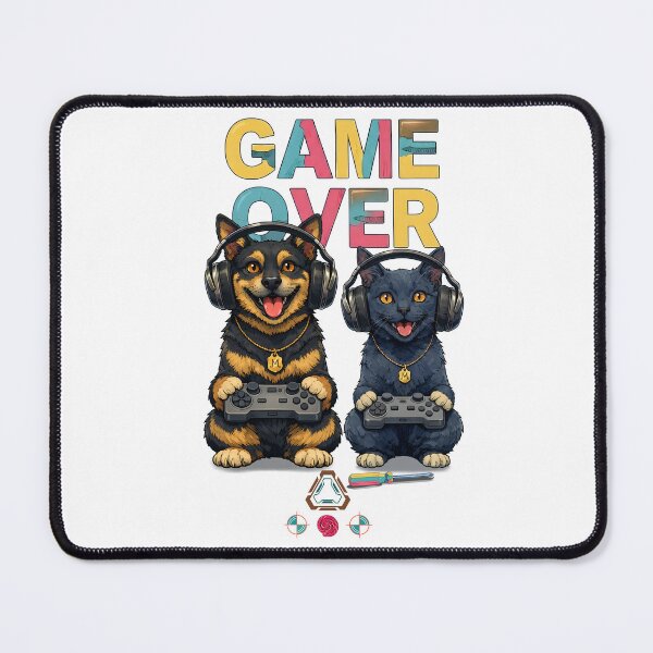 Item preview, Game Over – Cat & Dog Gaming Buddies designed and sold by m-yoga-store.