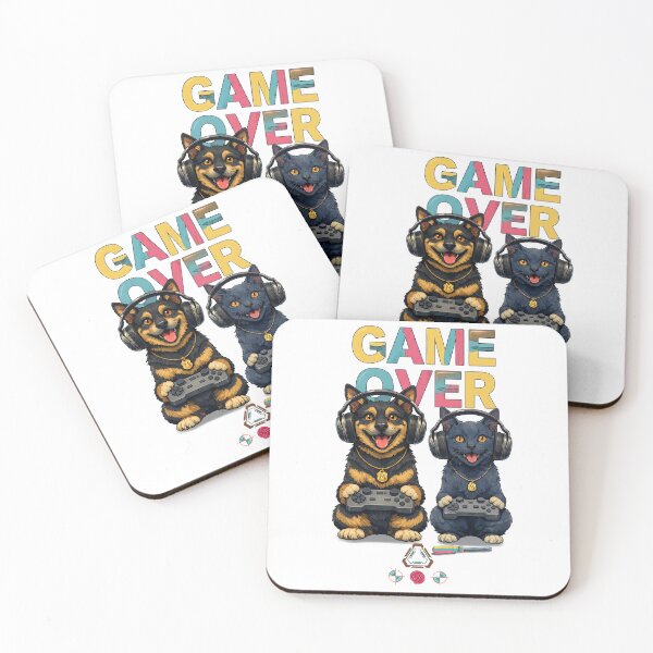 Item preview, Game Over – Cat & Dog Gaming Buddies designed and sold by Whimsy Trail Co.