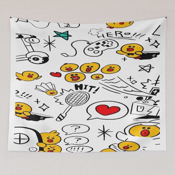 Item preview, Cute Kawaii Chicks - Doodles Pattern Gaming and Badminton Comic Book Style designed and sold by RAYBIL.