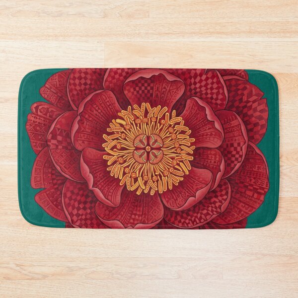 Item preview, Crimson Peony Sovereign — Ornate Botanical Bloom Print designed and sold by FreiherrPK.