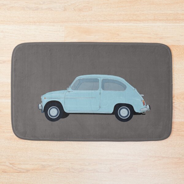Aperçu de l'œuvre voiture Fiat 600 bleue vintage créée et vendue par bydenroal.