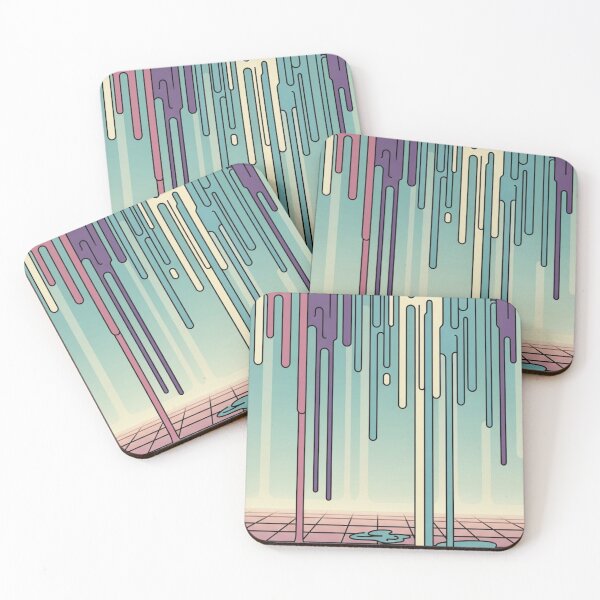 Item preview, Pintura con efecto de goteo retro: Arte abstracto con cuadrícula vaporwave designed and sold by Dzblack.