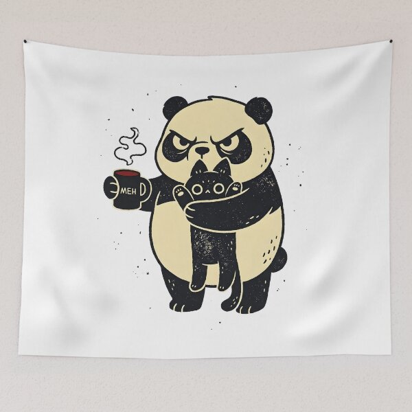 Item preview, Grumpy Panda with Coffee and Cute Black Cat designed and sold by TeddybearClub.