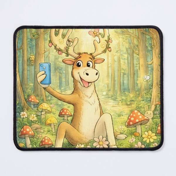 Item preview, Funny Moose Selfie | Woodland Social Media Storybook Art designed and sold by Clothes With Smiling Animals Walt Gral.