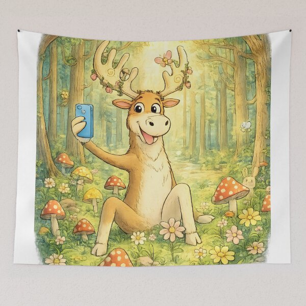 Item preview, Funny Moose Selfie | Woodland Social Media Storybook Art designed and sold by Clothes With Smiling Animals Walt Gral.
