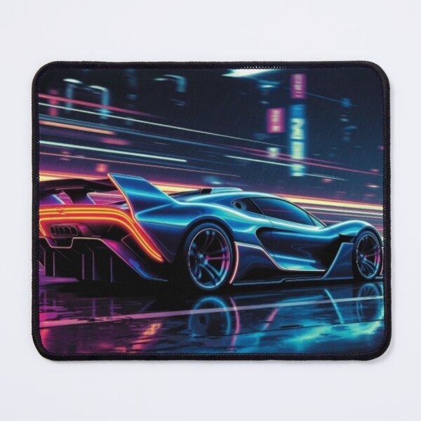 Item preview, Cyberpunk Hypercar Neon Light Trails Poster designed and sold by Nexus Space.