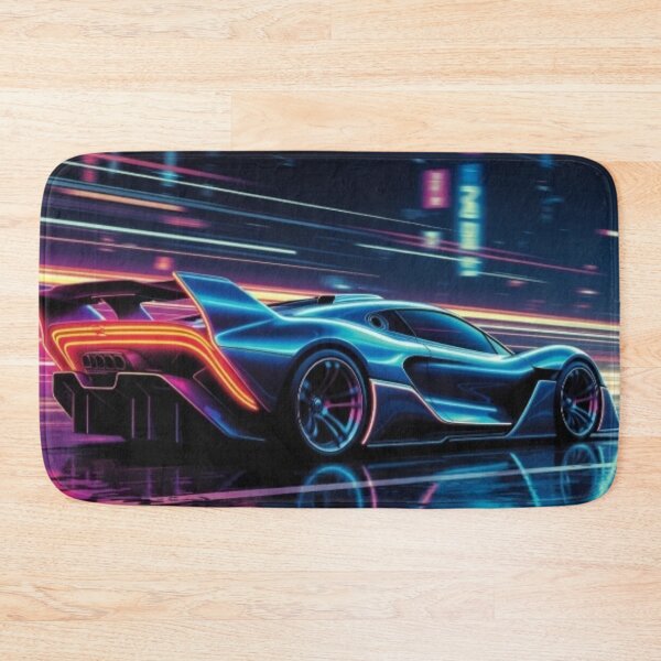 Item preview, Cyberpunk Hypercar Neon Light Trails Poster designed and sold by Nexus Space.