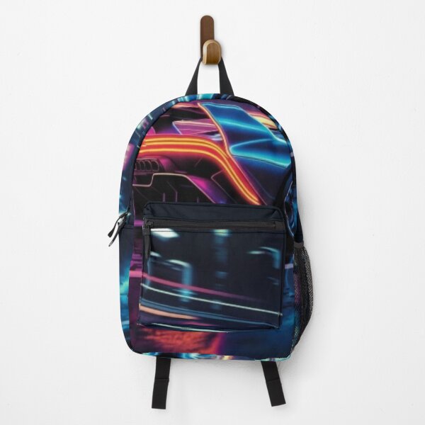 Item preview, Cyberpunk Hypercar Neon Light Trails Poster designed and sold by Nexus Space.