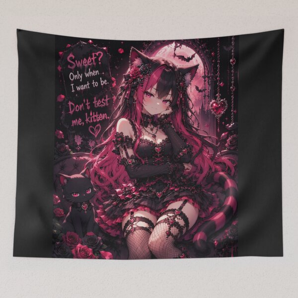 Item preview, Gothic Neko Girl – Pink Hair Dark Moon Aesthetic sassy vibe designed and sold by Revyra.