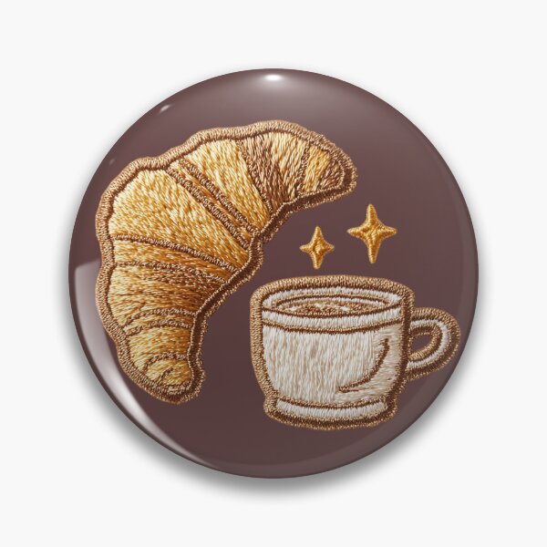 Item preview, Embroidered Coffee and Croissant designed and sold by MegaNovaArt.