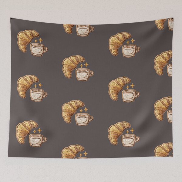Item preview, Embroidered Coffee and Croissant designed and sold by MegaNovaArt.
