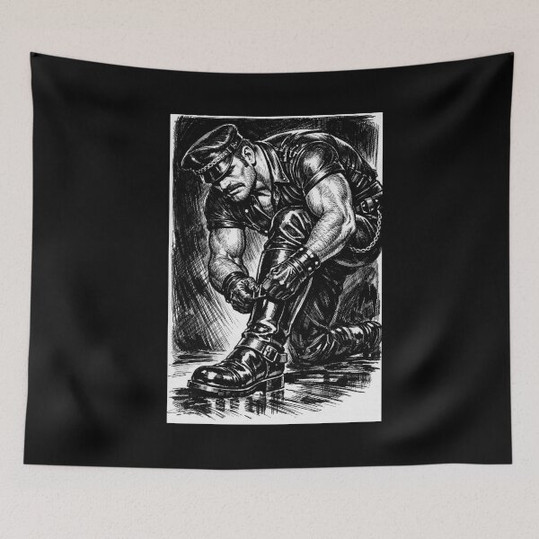 Item preview, Gay Leather Daddy Spit & Polish Leder Pride Graphic Design designed and sold by ItsAKinkThing.