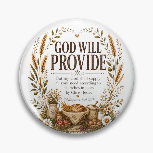 Item preview, God Will Provide Philippians 4:19 KJV Christian Farmhouse Floral Design designed and sold by FaithThroughEverySeason.