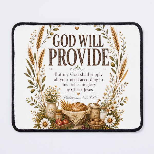 Item preview, God Will Provide Philippians 4:19 KJV Christian Farmhouse Floral Design designed and sold by FaithThroughEverySeason.