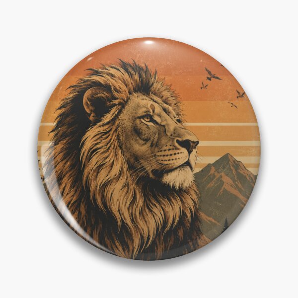 Item preview, Majestic Lion Vintage Sunset | Retro Wildlife Mountain Nature Design designed and sold by LeonixPrint.