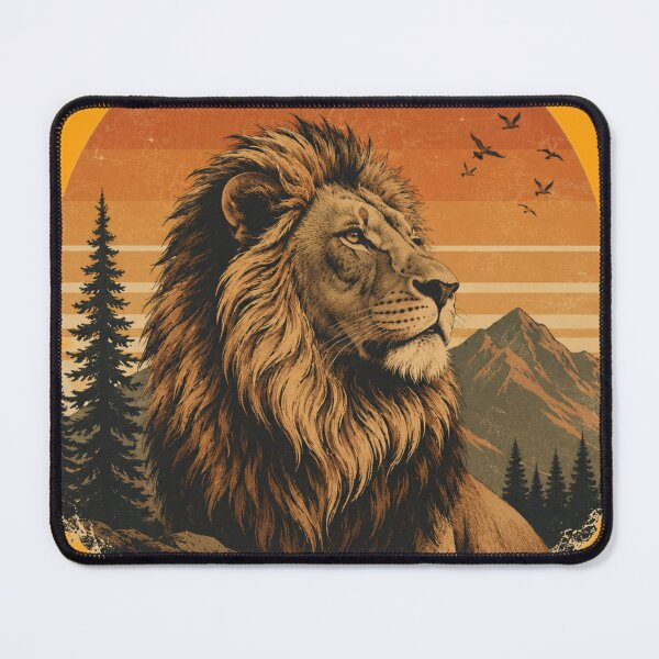 Item preview, Majestic Lion Vintage Sunset | Retro Wildlife Mountain Nature Design designed and sold by LeonixPrint.