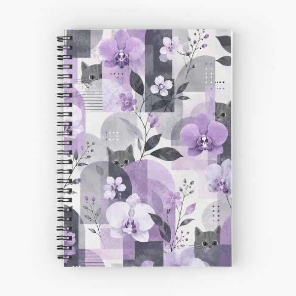 Item preview, Lilac Orchid Gray Cat Geometric Pattern designed and sold by Mindworx21.