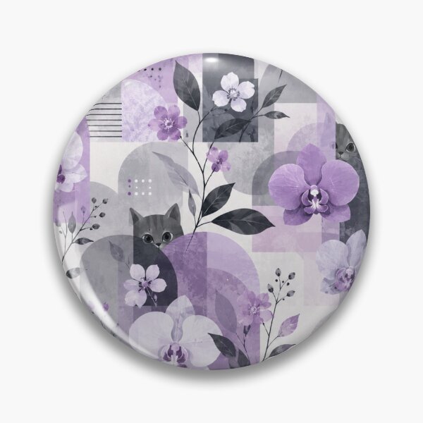 Item preview, Lilac Orchid Gray Cat Geometric Pattern designed and sold by Mindworx21.