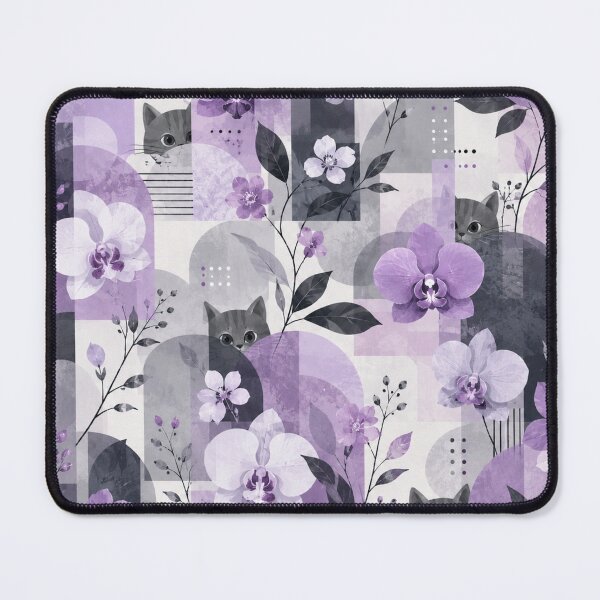 Item preview, Lilac Orchid Gray Cat Geometric Pattern designed and sold by Mindworx21.