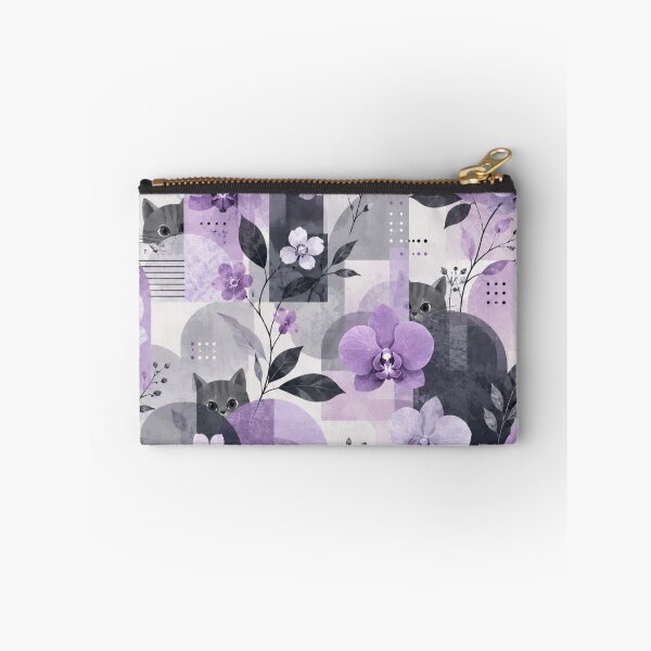Item preview, Lilac Orchid Gray Cat Geometric Pattern designed and sold by Mindworx21.