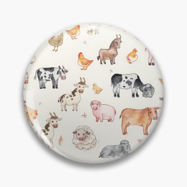 Item preview, Watercolor Cute Farm Animals Seamless Pattern designed and sold by mijaczeek.