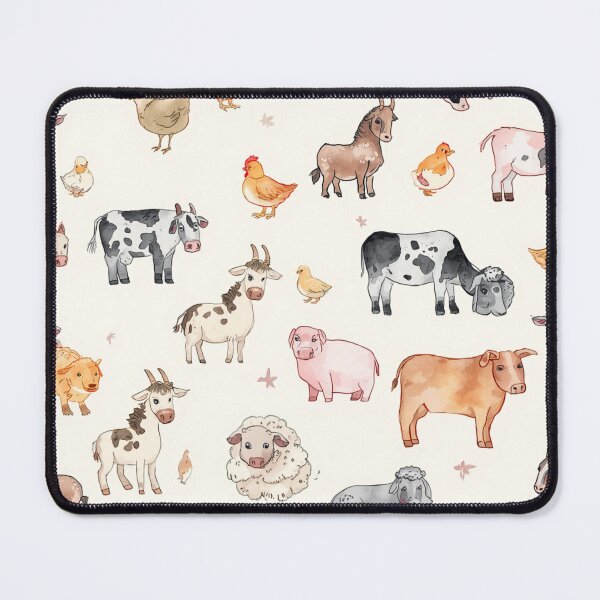Item preview, Watercolor Cute Farm Animals Seamless Pattern designed and sold by mijaczeek.