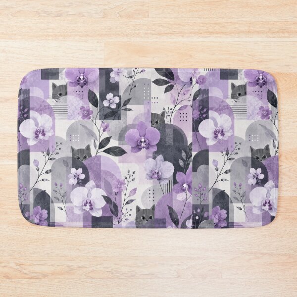 Item preview, Lilac Orchid Gray Cat Geometric Pattern designed and sold by Mindworx21.