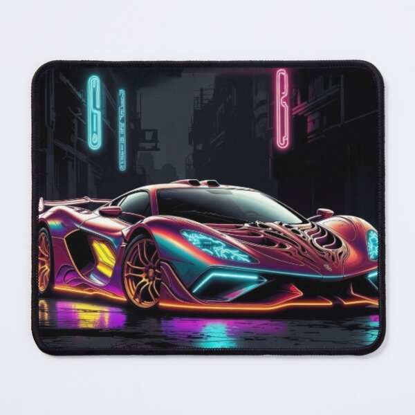 Item preview, Cyberpunk Iridescent Supercar Neon Alley Poster designed and sold by Nexus Space.