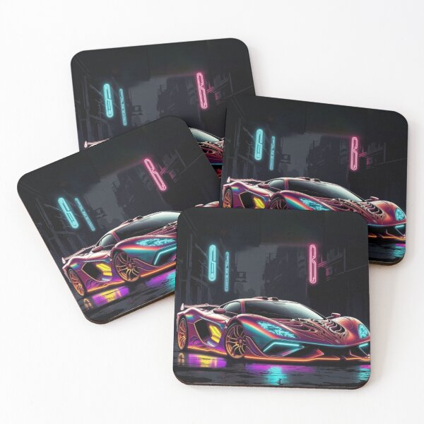 Item preview, Cyberpunk Iridescent Supercar Neon Alley Poster designed and sold by Nexus Space.