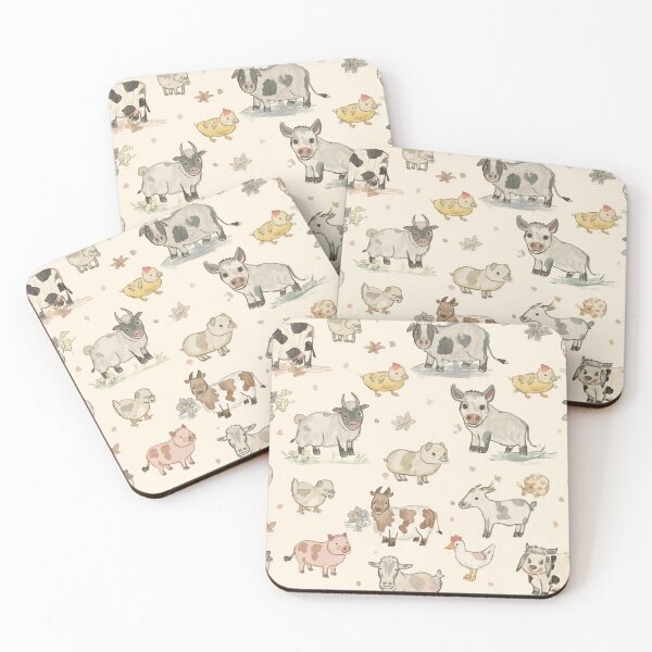Item preview, Watercolor Cute Farm Animals Seamless Pattern designed and sold by mijaczeek.