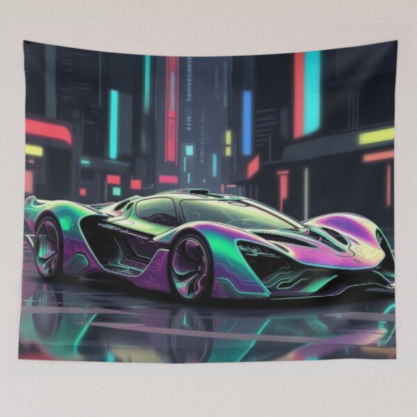 Item preview, Organic Neon Cyberpunk Hypercar Vector Poster designed and sold by Nexus Space.