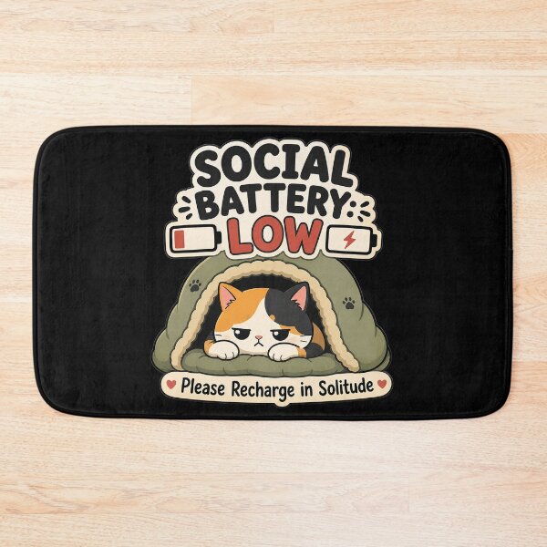 Item preview, Social Battery Low Calico Cat – Funny Introvert Quote designed and sold by Adjie Triawan.