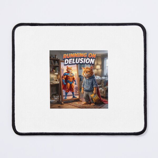 Item preview, Running on Delusion | Funny Cat Meme designed and sold by Brain Cell studios.