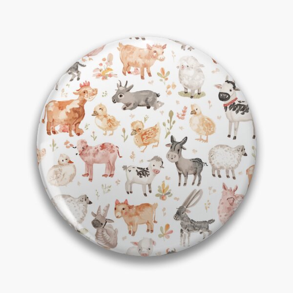 Item preview, Watercolor Cute Farm Animals Seamless Pattern designed and sold by mijaczeek.