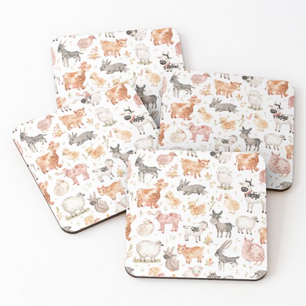 Item preview, Watercolor Cute Farm Animals Seamless Pattern designed and sold by mijaczeek.