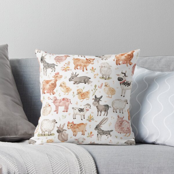 Item preview, Watercolor Cute Farm Animals Seamless Pattern designed and sold by mijaczeek.
