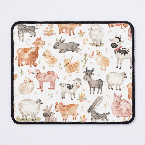 Item preview, Watercolor Cute Farm Animals Seamless Pattern designed and sold by mijaczeek.