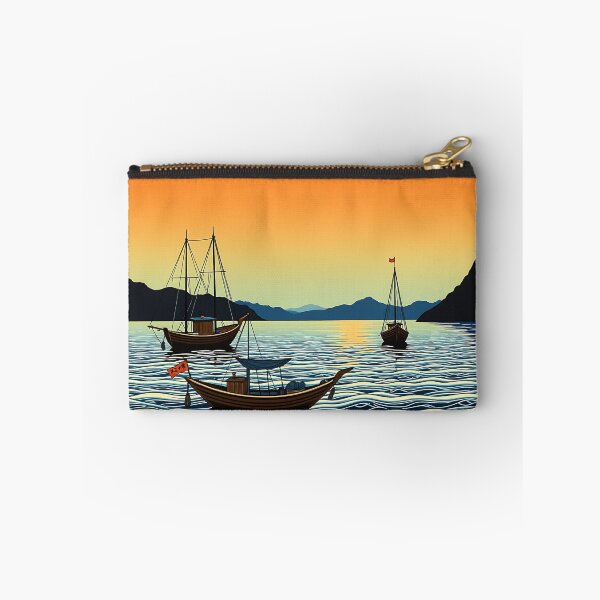Item preview, Ukiyo-e Fishing Boats at Sunset | Japanese Wave Art designed and sold by T-domain.