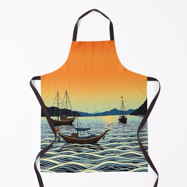Item preview, Ukiyo-e Fishing Boats at Sunset | Japanese Wave Art designed and sold by T-domain.